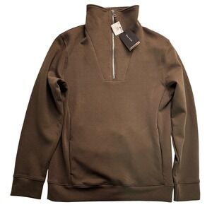 Porter & Ash Mens Quarter Zip Pullover Sweater Brown Olive Knitted Blend Small